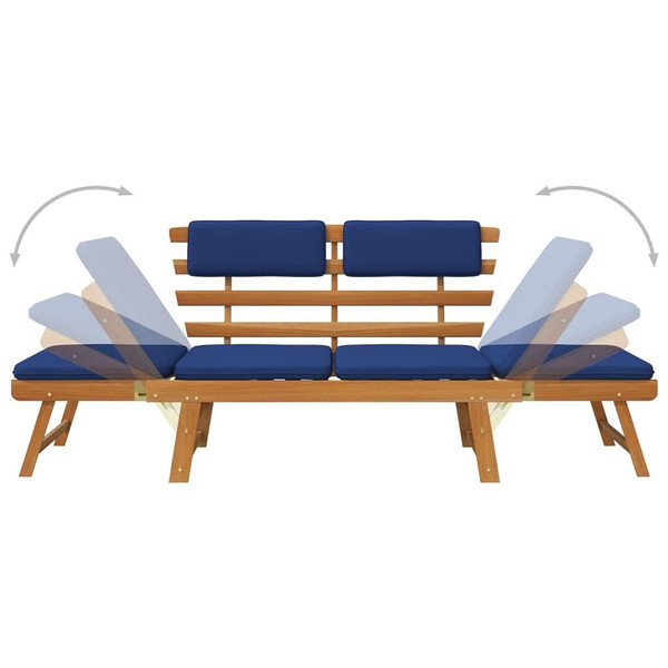 Patio Bench with Cushions 2-in-1 74.8" Solid Acacia Wood A949-312120