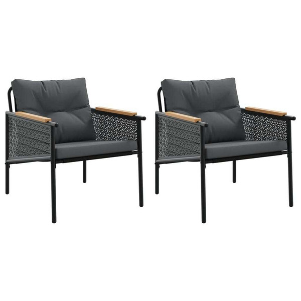  Patio Chairs with Cushions 2 pcs Black Steel A949-4009301