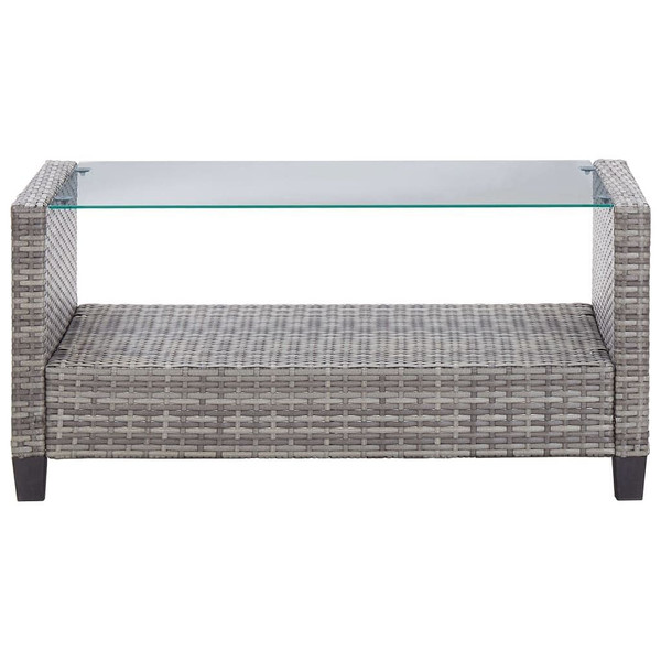 6 Piece Patio Sofa Set with Cushions Poly Rattan Dark Gray A949-46150