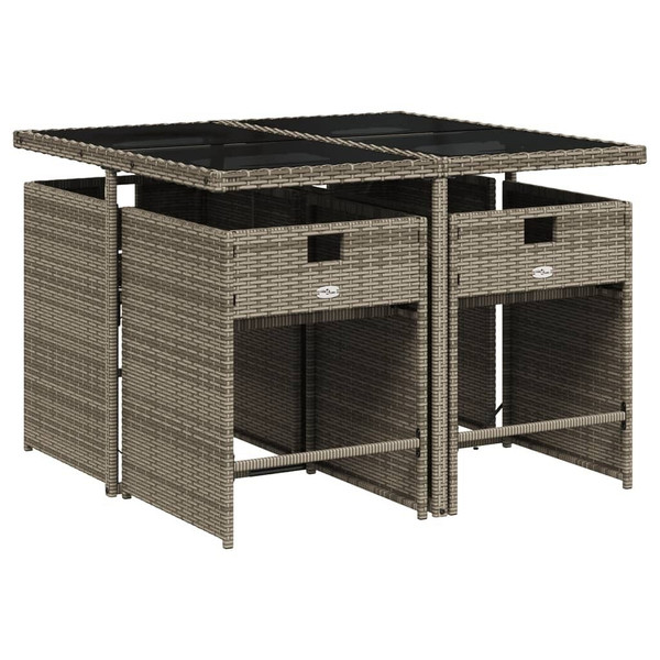  5 Piece Patio Dining Set with Cushions Gray Poly Rattan A949-3277843