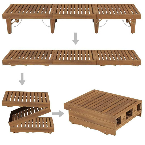  Folding Sun Lounger with Cushion Solid Acacia Wood A949-3064164