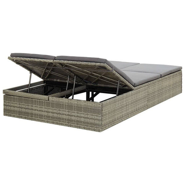  Convertible Sun Bed with Cushion Poly Rattan Gray A949-46244