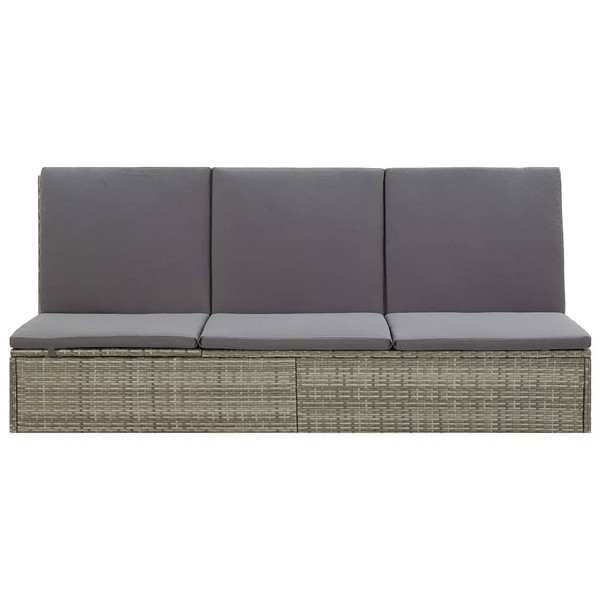  Convertible Sun Bed with Cushion Poly Rattan Gray A949-46244