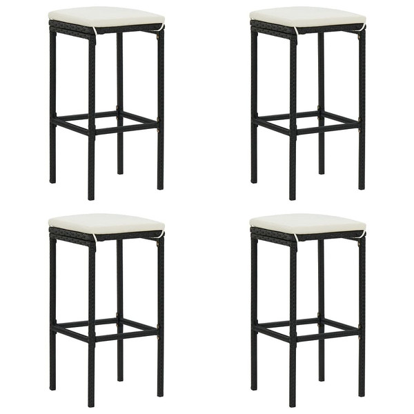  5 Piece Patio Bar Set with Cushions Black A949-3064879