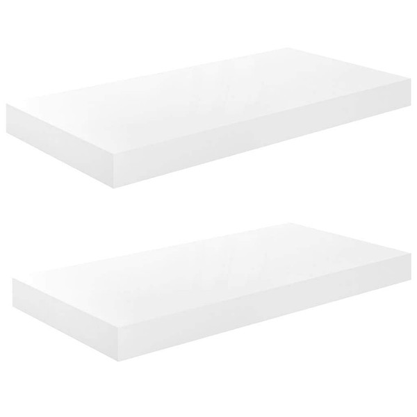  Floating Wall Shelves 2 pcs High Gloss White 19.7"x9.1"x1.5" MDF A949-323746