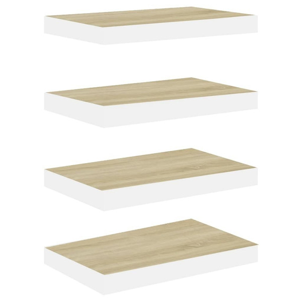  Floating Wall Shelves 4 pcs Oak and White 15.7"x9.1"x1.5" MDF A949-326572