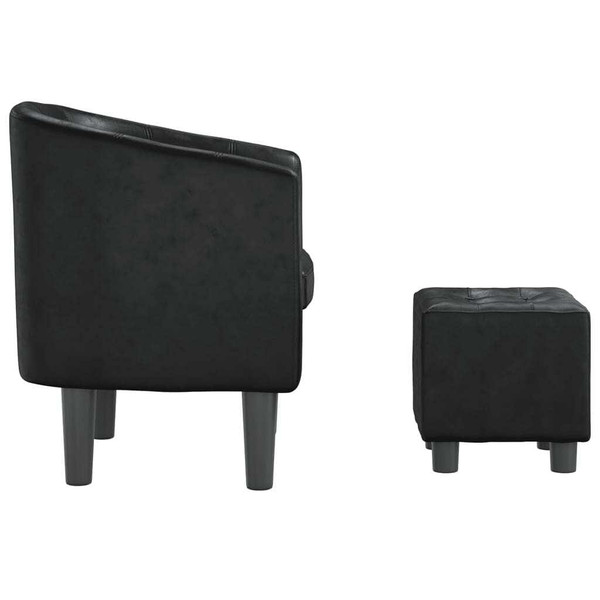  Tub Chair with Footstool Black Faux Leather A949-356491