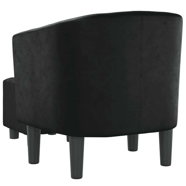  Tub Chair with Footstool Black Faux Leather A949-356491
