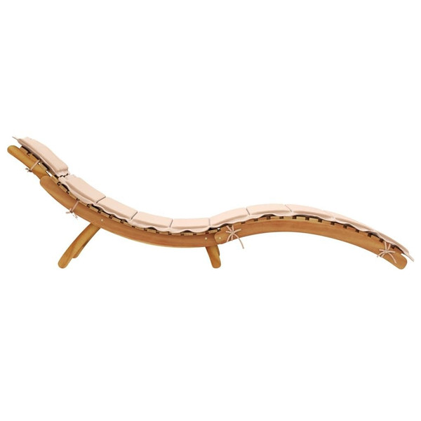 Sun Lounger with Cushion Beige Solid Wood Acacia A949-367635