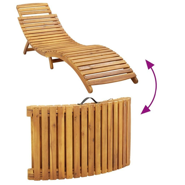 Sun Lounger with Cushion Beige Solid Wood Acacia A949-367635