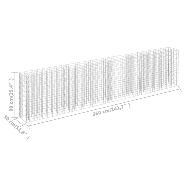  Gabion Raised Bed Galvanized Steel 141.7"x11.8"x35.4 A949-145643