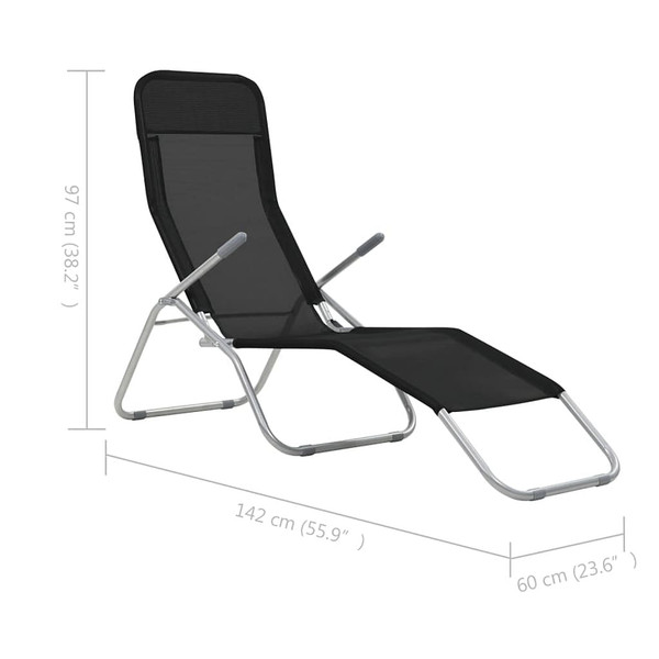  Folding Sun Loungers 2 pcs Textilene Black A949-44338