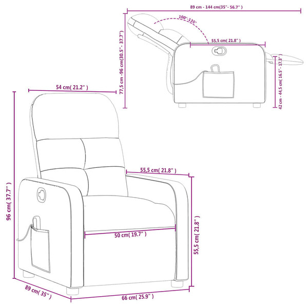  Massage Recliner Chair Dark Green Fabric A949-374212