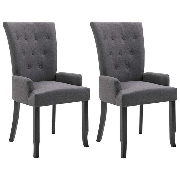  Dining Chairs with Armrests 2 pcs Dark Gray Fabric A949-276908