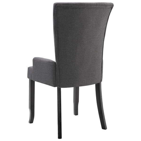  Dining Chairs with Armrests 2 pcs Dark Gray Fabric A949-276908