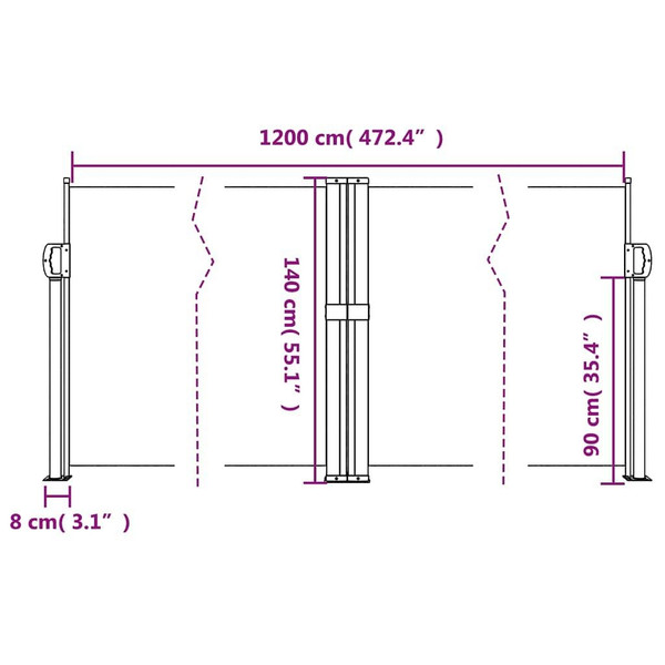 Retractable Side Awning Anthracite 55.1"x472.4 A949-4004808