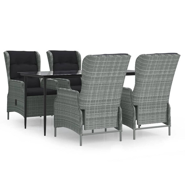 5 Piece Patio Dining Set Light Gray Poly Rattan A949-3156806