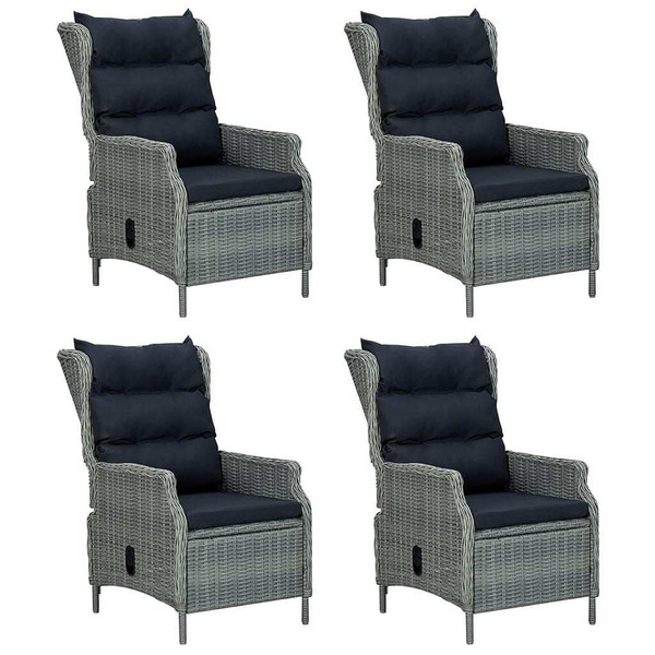 5 Piece Patio Dining Set Light Gray Poly Rattan A949-3156806