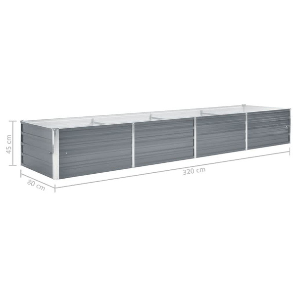  Garden Raised Bed Galvanized Steel 126"x31.5"x17.7" Gray A949-44846