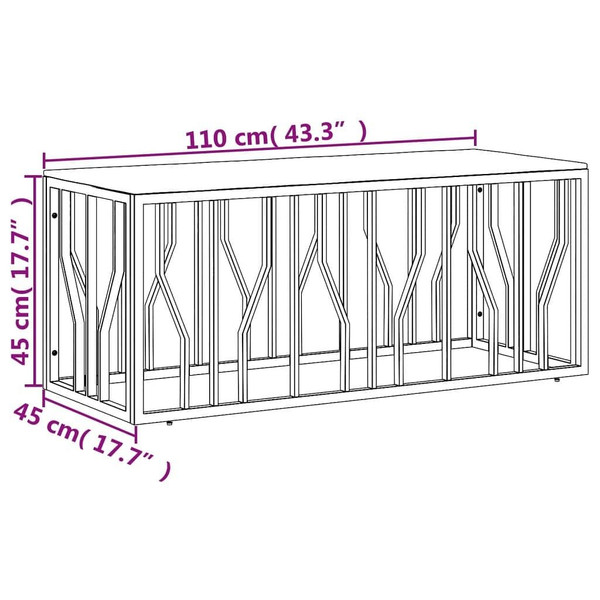  Coffee Table Silver Stainless Steel and Solid Wood Acacia A949-350055