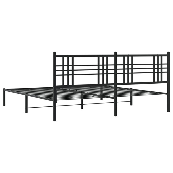  Metal Bed Frame without Mattress with Headboard Black 76"x79.9 A949-376330