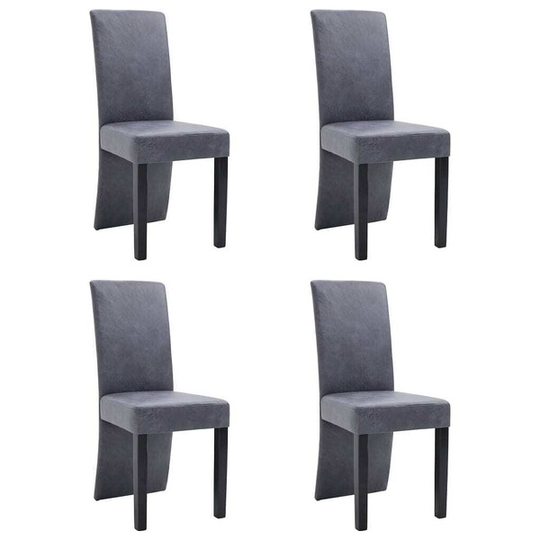 Dining Chairs 4 pcs Gray Faux Suede Leather A949-249203