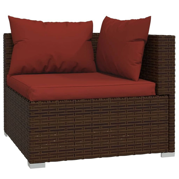 6 Piece Patio Lounge Set with Cushions Poly Rattan Brown A949-3102323