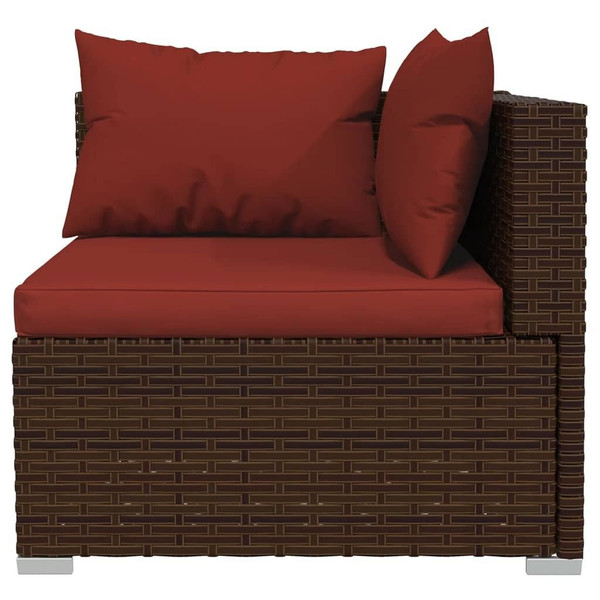 6 Piece Patio Lounge Set with Cushions Poly Rattan Brown A949-3102323