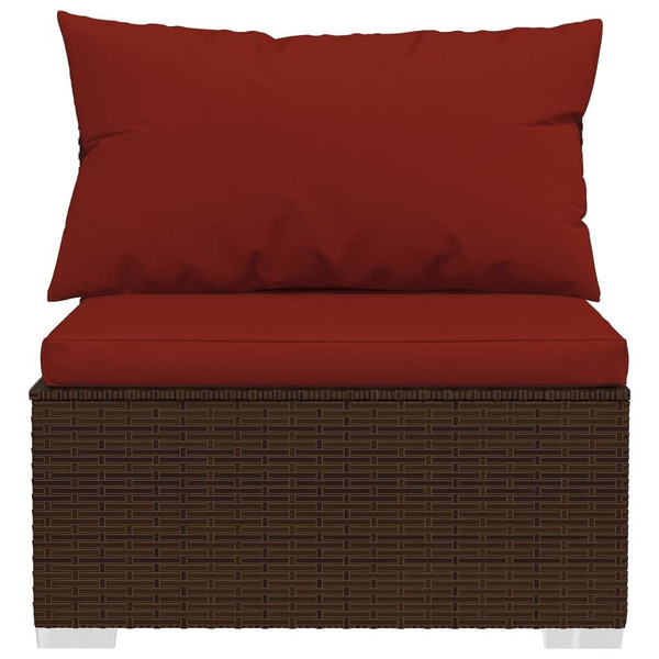6 Piece Patio Lounge Set with Cushions Poly Rattan Brown A949-3102323