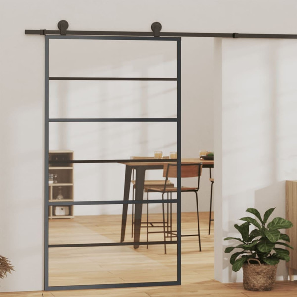 Sliding Door ESG Glass and Aluminum 40.2"x80.7" Black A949-151016