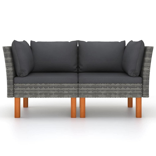 Corner Sofas 2 pcs Poly Rattan and Solid Eucalyptus Wood A949-315758