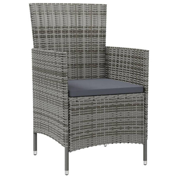 Patio Chairs with Cushions 2 pcs Poly Rattan Gray A949-316682
