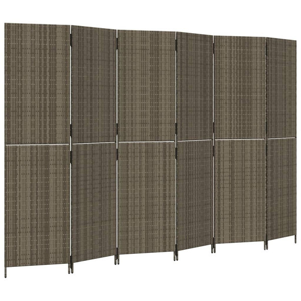 Room Divider 6 Panels Gray Poly Rattan A949-365354