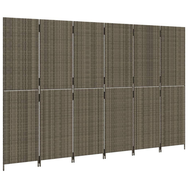 Room Divider 6 Panels Gray Poly Rattan A949-365354