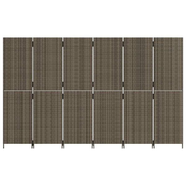Room Divider 6 Panels Gray Poly Rattan A949-365354