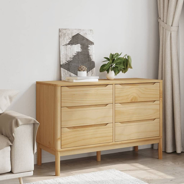 Chest of Drawers FLORO Wax Brown Solid Wood Pine A949-374011