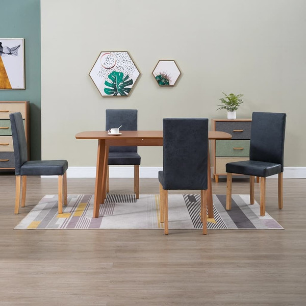 Dining Chairs 4 pcs Gray Faux Suede Leather A949-249213