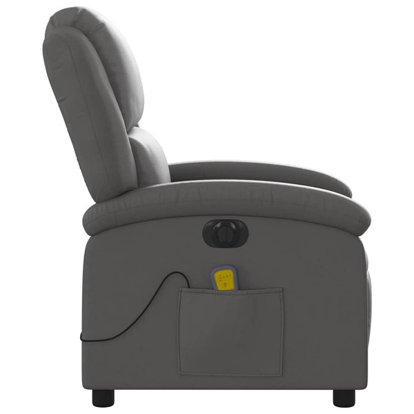 Electric Massage Recliner Chair Gray Real Leather A949-3205935