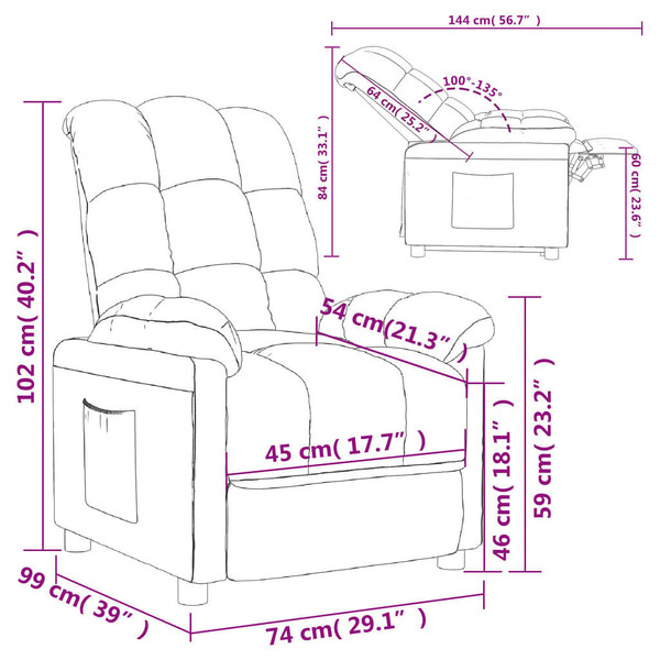 Recliner Light Gray Fabric A949-289796