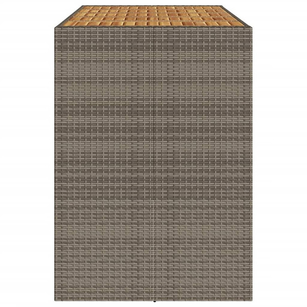 Patio Bar Table with Acacia Wood Top Gray 72.8"x31.5"x43.3" Poly Rattan A949-368701