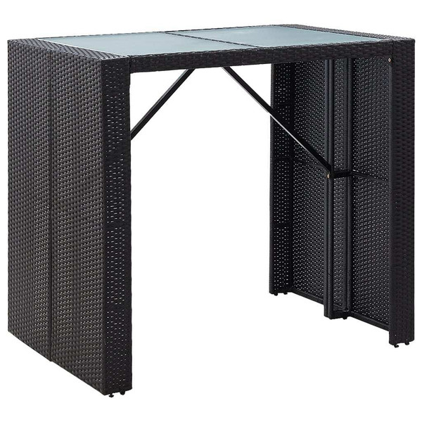 5 Piece Patio Bar Set Poly Rattan and Glass Black A949-49568