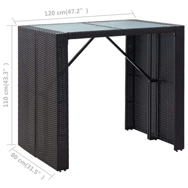 5 Piece Patio Bar Set Poly Rattan and Glass Black A949-49568