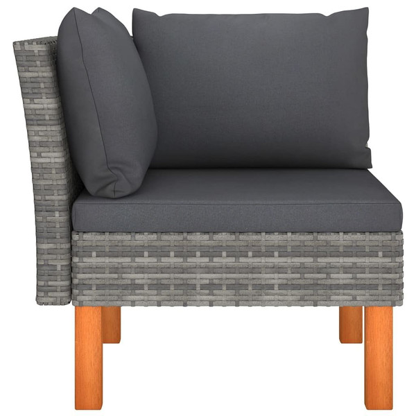 3 Piece Patio Lounge Set Poly Rattan and Solid Eucalyptus Wood A949-315757