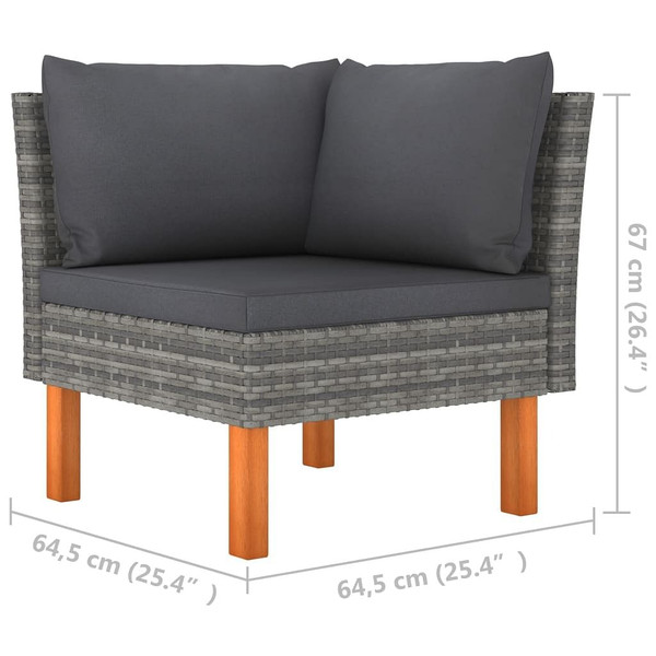 3 Piece Patio Lounge Set Poly Rattan and Solid Eucalyptus Wood A949-315757