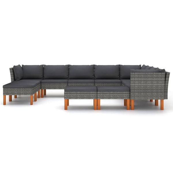 12 Piece Patio Lounge Set with Cushions Poly Rattan Gray A949-3059725