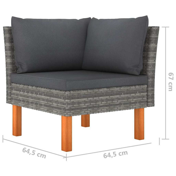 12 Piece Patio Lounge Set with Cushions Poly Rattan Gray A949-3059725