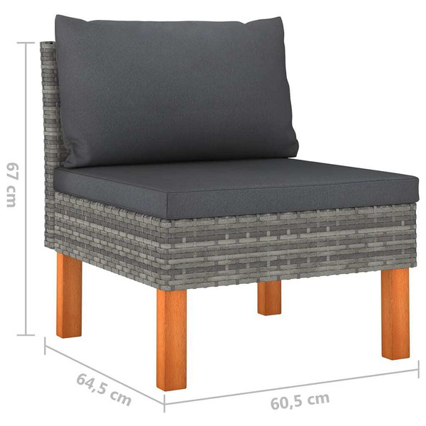 12 Piece Patio Lounge Set with Cushions Poly Rattan Gray A949-3059725