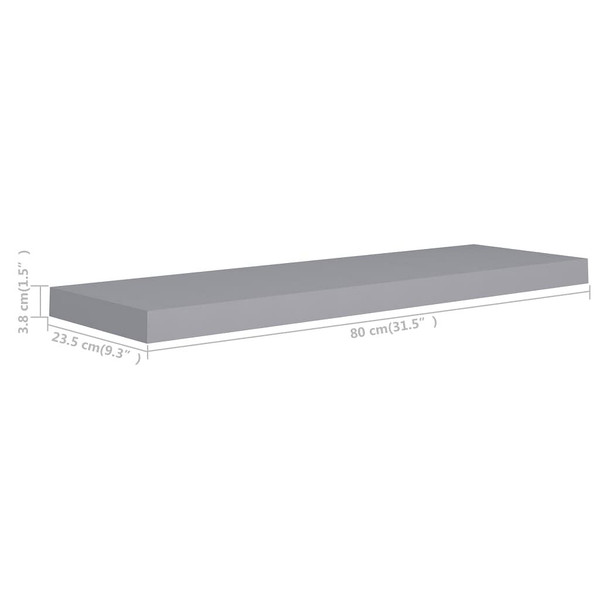 Floating Wall Shelves 4 pcs Gray 31.5"x9.3"x1.5" MDF A949-323858