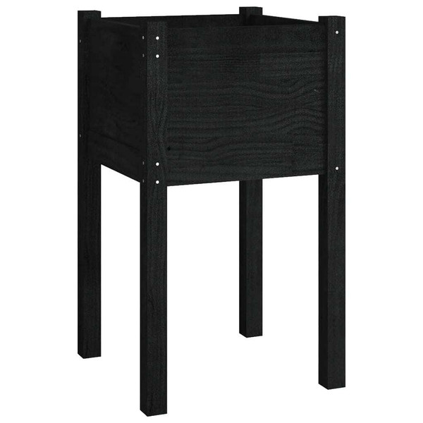 Garden Planter Black 15.7"x15.7"x27.6" Solid Wood Pine A949-810797