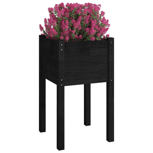 Garden Planter Black 15.7"x15.7"x27.6" Solid Wood Pine A949-810797